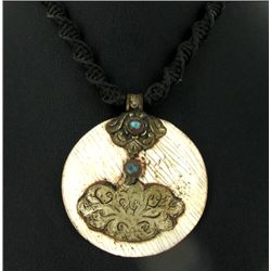 Tibet Shell Nickel Turquoise Pendant Necklace (ANT-1088)