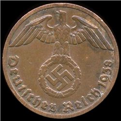 1938D Germany 1pf MS63 ERROR (COI-9923)