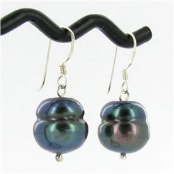 Saltwater Baroque Black Pearl Earrings (JEW-250L)