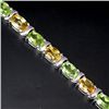 Image 2 : 88twc Genuine Peridot Citrine Sterling Bracelet  (JEW-2266)