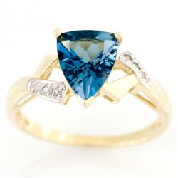 1.61ct London Blue Topaz & Diamond 9K Gold Ring (JEW-9182X)