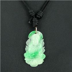 35ct Green Jade Buddha Pendant Necklace (JEW-3584)