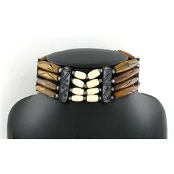 Handcraft Amer Indian Bone/Wood Choker Necklace (JEW-3169)