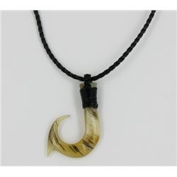 White Buffalo Horn Hawaii Fishhook Pendant Choker (JEW-1410)