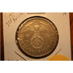 1938A Nazi Third Reich 5 Marks