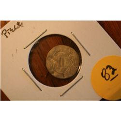 1852 3 Cent Silver