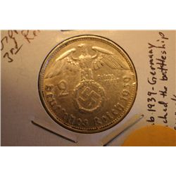 1939B Nazi Third Reich 2 Mark "Silver"