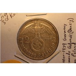 1939D Nazi Third Reich 2 Mark "Silver"