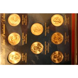 8 Presidential Dollars In Wood Case