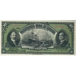 The Merchants Bank 1917 $10 #202333 CH-460-20-06 PMG VF25, excessively scarce. Tied for finest known