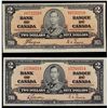 Image 1 : 1937 $2 BC-22b & 22c. Lot of 2 notes both VF to EF.