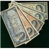 Image 1 : 1954 $1 BC-29a, BC-29b, $2 BC-30a, BC-30b & $5 BC-31a. Lot of 5 notes VG to Fine.
