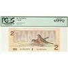 Image 1 : 1986 $2 BC-55b AUJ9415279 PCGS GEM UNC65PPQ, this is the rare changeover note with the Thiessen-Crow