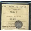 Image 1 : 1874H 5¢ Plain 4. ICCS EF40, key variety.