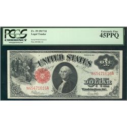 USA, Fr.39 1917 $1 Legal Tender PCGS EF45PPQ.