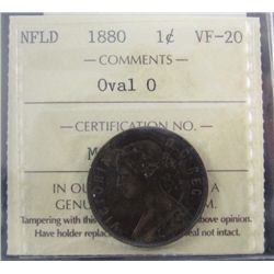 Nfld 1880 1¢ Oval O ICCS VF20.