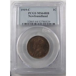 Nfld 1919c 1¢ PCGS MS64RB.