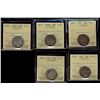 Image 1 : Nfld 1881 20¢, 1882H, 1885, 1888 & 1890 ICCS F15. Lot of 5 coins.