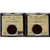 Image 1 : 1859 1¢ Wd 9/8 & 1891 SL SD ICCS VF20. Lot of 2 coins.