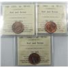 Image 1 : 1935 & 1941(2) 1¢ ICCS MS63RB. Lot of 3 coins.