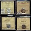 Image 1 : 1940 10¢, 1940 Dbl 94, 1942 Dbl 194 & 1949 Dbl 194 ICCS MS64. Lot of 4 coins.