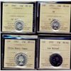 Image 1 : 1945 10¢ MS62, 1953 SF MS64, 1952 LR 25¢ MS62 & 1962 MS63 UHC. Lot of 4 ICCS graded coins.