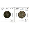 Image 1 : 1872H 25¢ & 1938 EF. Lot of 2 coins.