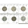 Image 1 : 1912 25¢, 1916, 1917, 1918, 1919 & 1936. Lot of 6 coins all VF30. (PBA).