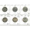 Image 1 : 1913 25¢, 1914, 1919, 1938, 1940 & 1943. Lot of 6 coins all EF or better. (PBA).
