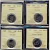 Image 1 : 2007 25¢, 2008, 2009 Sledge & 2011 ICCS MS67. Lot of 4 coins 3 of which are the Caribou type.