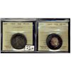 Image 1 : 1942 & 1967 50¢ ICCS MS64 & MS65 respectively. Lot of 2 coins.