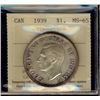 Image 1 : 1939 $1 ICCS MS65. Light spotty tones.