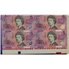 Image 1 : Australia 1995-96 $5 Uncut Sheet of 4 notes as produced by the mint.  Series #3188