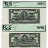 Image 1 : 1937 $1 BC-21d PCGS AU58PPQ.  Lot of 2 notes.