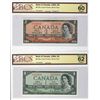 Image 1 : 1954 $1 BC-29a UNC62 & BC-30a UNC60.  Lot of 2 notes both BCS graded.