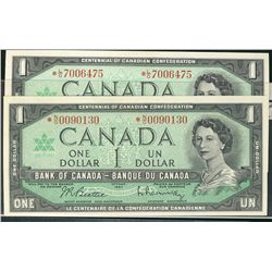 1967 $1 BC-45bA #-LO7006475 & *NO0090130.  Lot of 2 UNC issues.