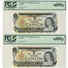 Image 1 : 1973 $1 BC-46bA #EAX2260365 PCGS Gem UNC66PPQ & #EAX2120261 Gem UNC65PPQ.  Lot of 2 notes.