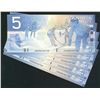 Image 1 : 2004 $5 BC-62bA Sheet Replacement notes #HOG0658720 to 8724.  Lot of 5 crisp notes.