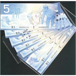 2005 $5 BC-62bA Sheet Replacement notes. Includes #HOH9004617-620, HOH9004112, HOH9448512-8513.