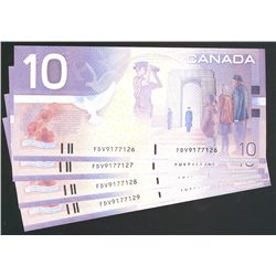 2000 $10 BC-63aA Sheet Replacement Notes #FDV9177126-129.  Lot of 4 Crisp UNC notes.