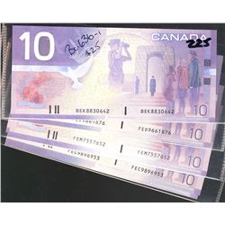 2001 $10 BC-63bA Sheet Replacement Notes #FEC9896953 & FEC9981854. Lot of 2 Crisp UNC notes one with