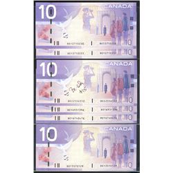 2005 $10 BC-68a(3) & BC-68aA Sheet Repl notes #BEY3570129 & BEY2710230-231.  Lot of 6 Crisp UNC note