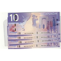2005 $10 BC-68aA Single Note Repl #BEY2630958, 2648502, 2646018 & 2613610.  Lot of 4 Crisp Notes.