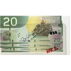 2005 $20 BC-64aA Single Note Repl #AYS6003354-356.  Lot of 3 consecutive notes.  Crisp UNC.