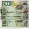 Image 1 : 2005 $20 BC-64aA-i Sheet Replacement notes #EYY9893067, EZA9418611, 2006 $20 #EZS9792287, EZD9841048