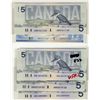 Image 1 : 1986 $5 BC-56d RADAR notes within lots of 3 consecutive notes.  Includes #ANI6884886, #ANM7411147, A