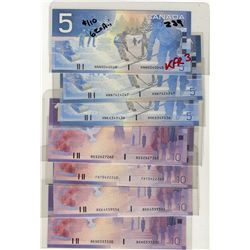 2000 $10 BC-63a, 2002, 2003 & 2004 BC-63c along with 2003 $5 BC-62aA-i #HNN0040040(repeater) & HNK63