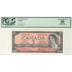 ERROR 1954 $2 BC-38d #PG8585403 PCGS EF40.  Apparent ink stain on face from production.