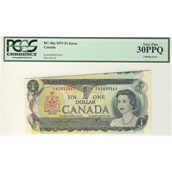 ERROR 1973 $1 BC-46a #FK5835861 PCGS VF30PPQ.  Cutting Error.