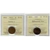 Image 1 : Nfld 1940 1¢ Re-eng & 1941c Dbl 4 ICCS VF30.  Lot of 2 coins.